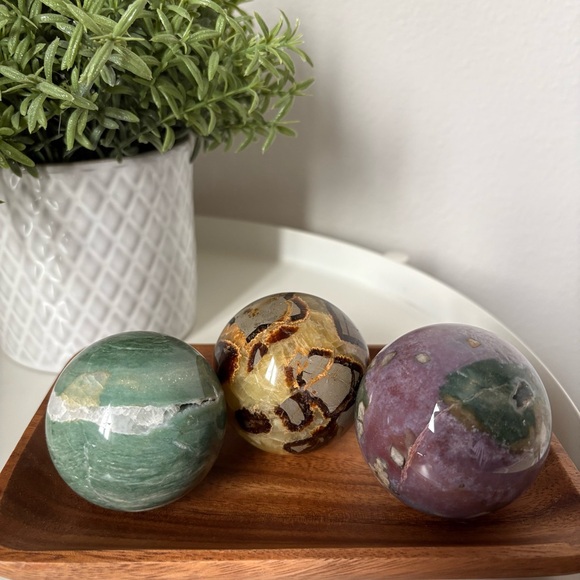 Moving Sale! 2 Ocean Jaspers, Septarian Nodules Sphere, Moon Stone, Rose Quartz - Picture 2 of 8
